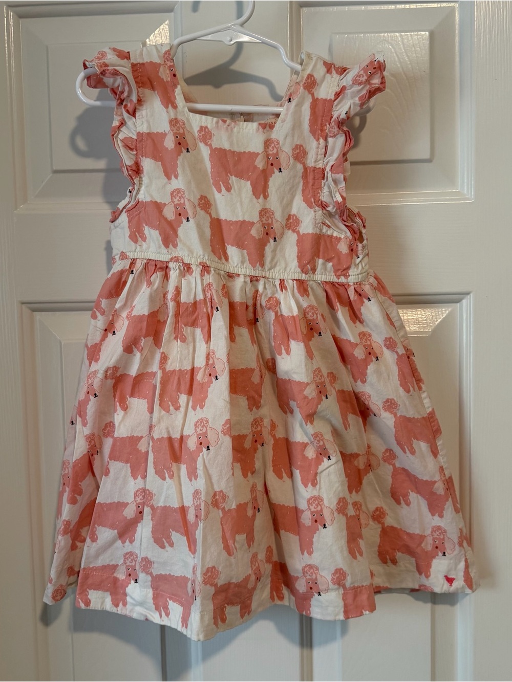 Pink Chicken Poodle Print Ruffled Girls' Dress
